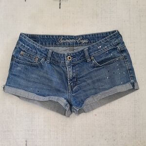 American Eagle Outfitters Blue Denim Cutoff Shorts with Stud Accents
